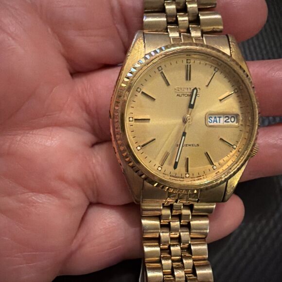 Vtg Seiko Automatic 7S26-3119 Mens Wrist Watch 21 Jewels Day/Date Gold Works GUC main image 11